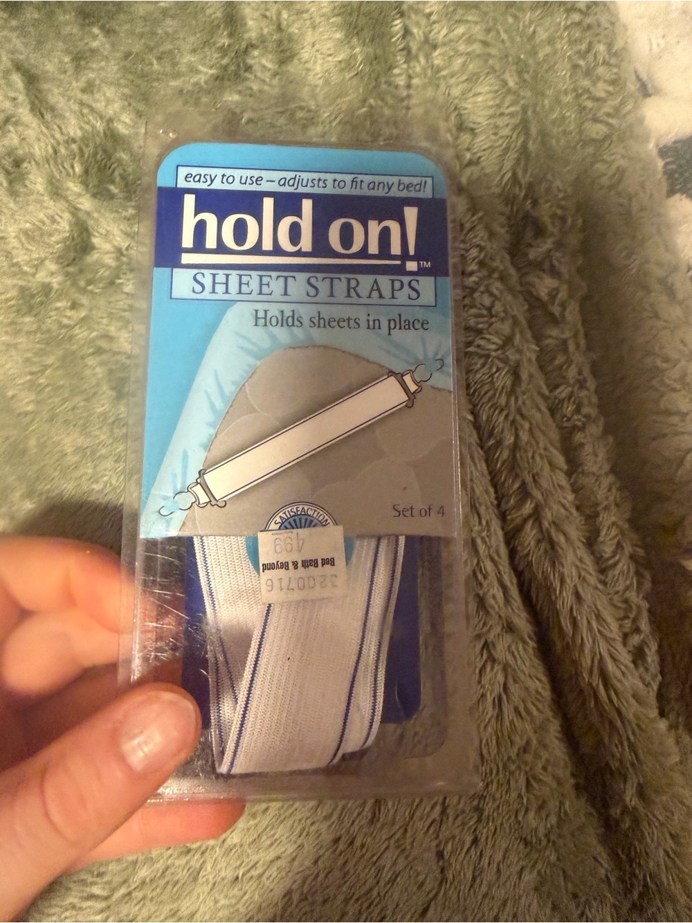 hold on! Sheet Straps - White with Blue Trim
